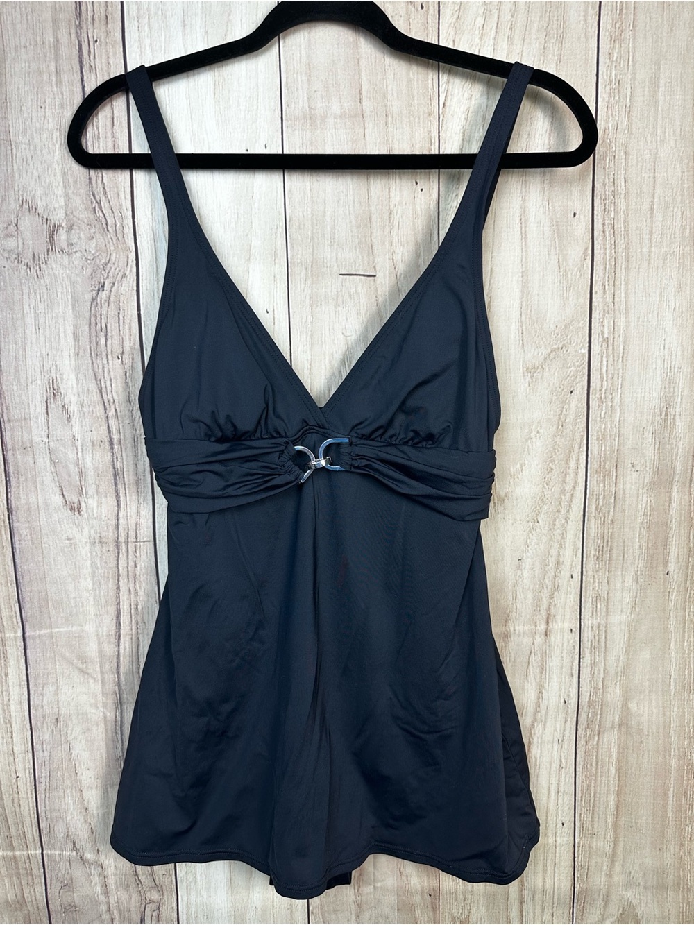 Michael Kors Black One-Piece Swimdress with Silver Ring Detail